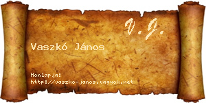 Vaszkó János névjegykártya